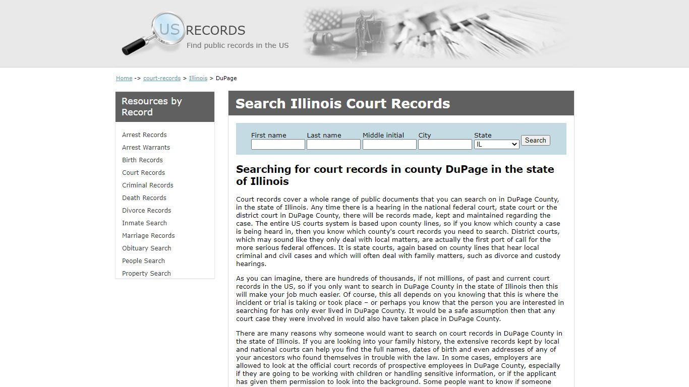 Search Court Records DuPage Illinois | US Records